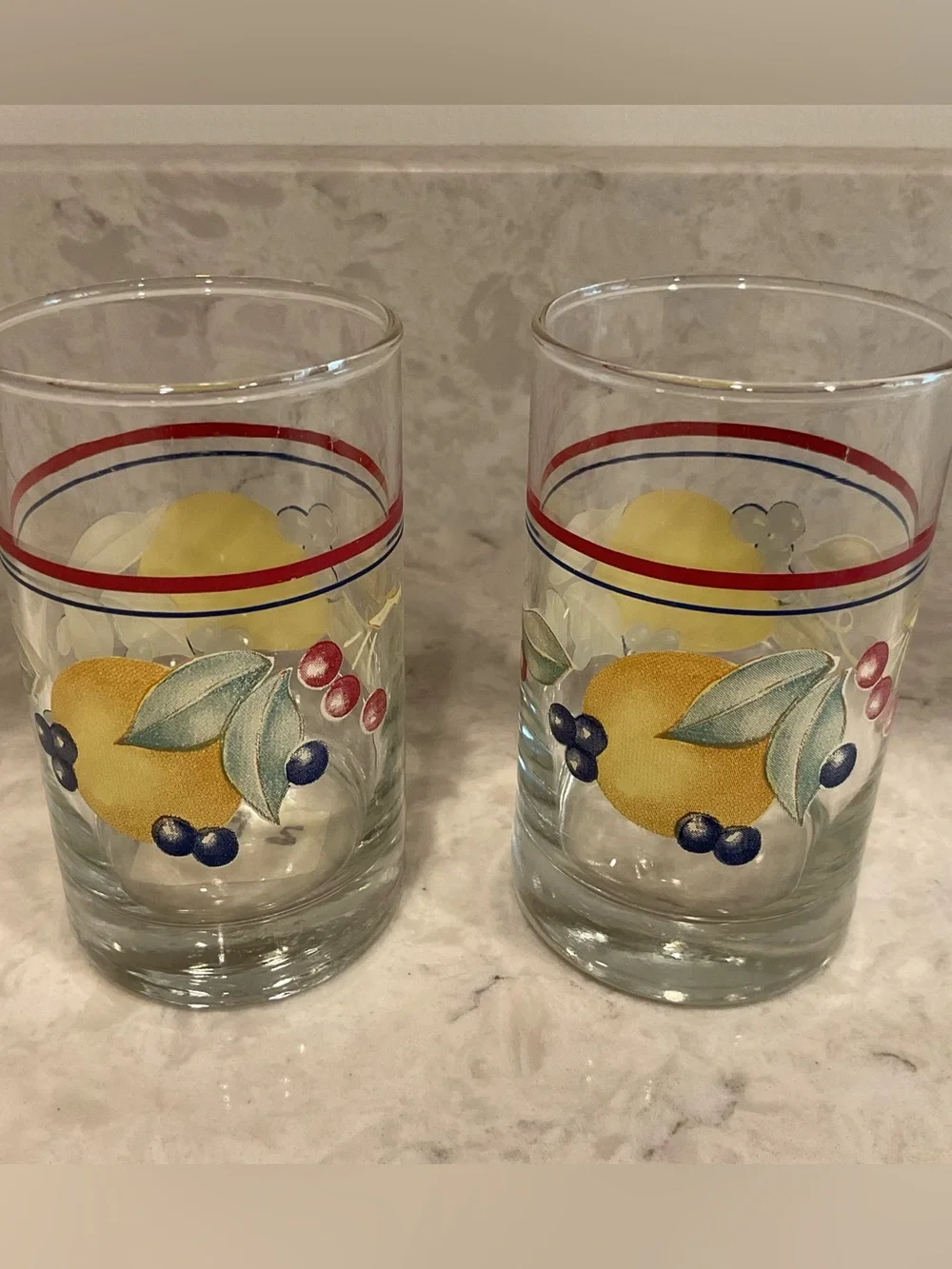 Vintage Corelle Cordinates “Abundance”  7 oz Juice Glasses Set of 2, Corning USA
